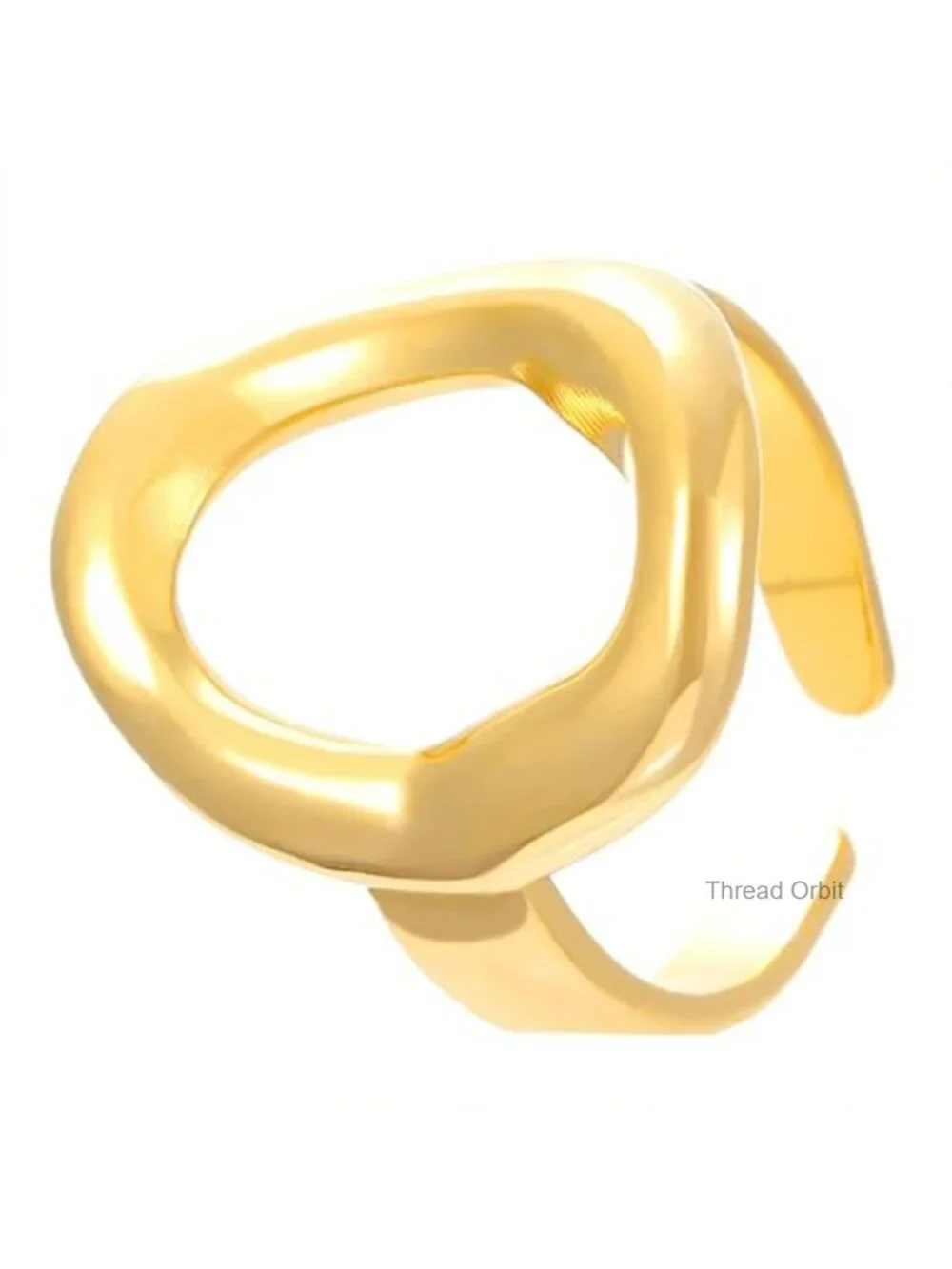 Chunky 14K Gold Plated Oval Heart Ring Stackable Statement Ring
